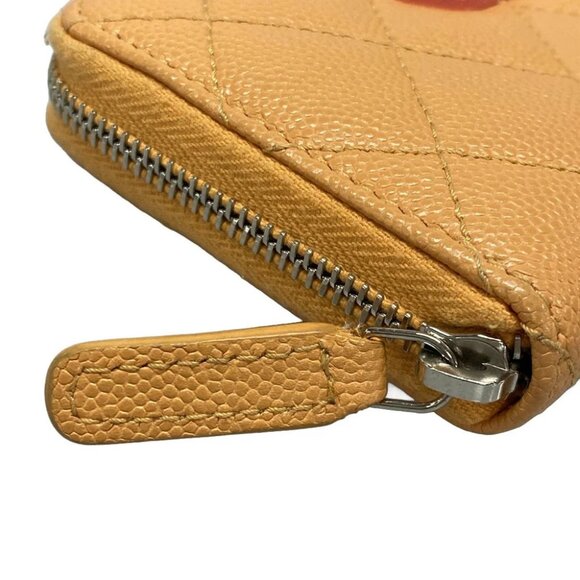 Auth CHANEL CHANEL19/Matelasse AP3716 Orange Grained Calfskin Coin Case - Picture 10 of 11